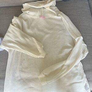Pink Lily Cream Textured Hoodie
